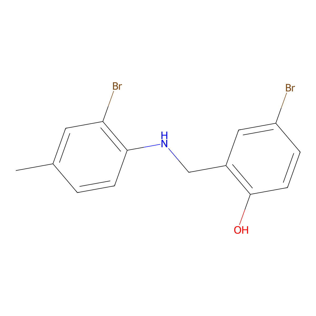 4-Bromo-2-{[(2-bromo-4-methylphenyl)amino]methyl}phenol molecular structure, CAS 1232803-78-9
