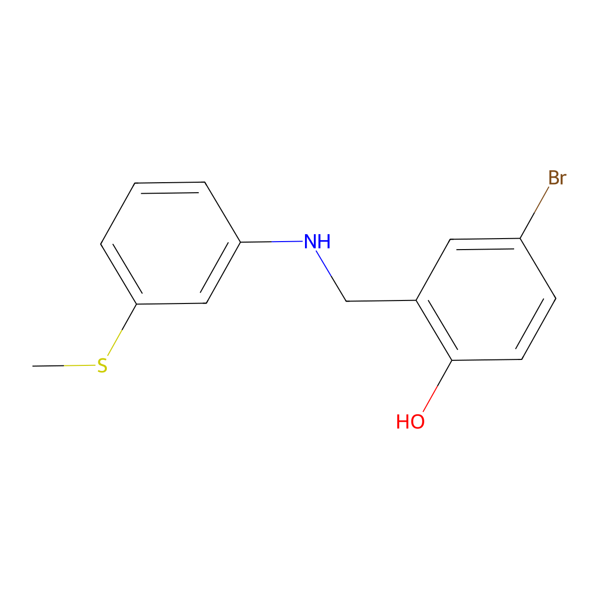 4-Bromo-2-({[3-(methylthio)phenyl]amino}methyl)phenol molecular structure, CAS 1232803-89-2