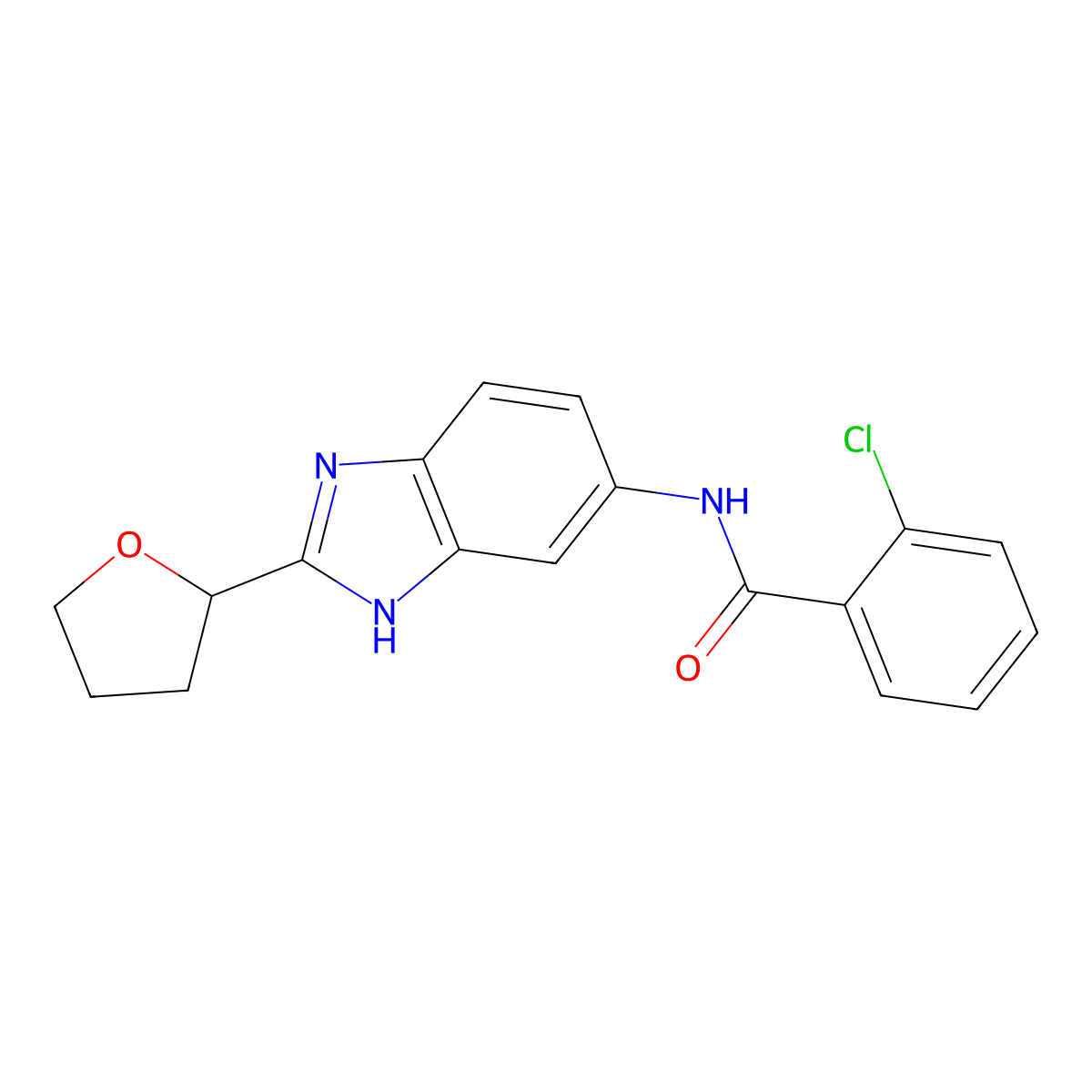 2-chloro-N-[2-(tetrahydrofuran-2-yl)-1H-benzimidazol-5-yl]benzamide molecular structure, CAS 1232803-91-6