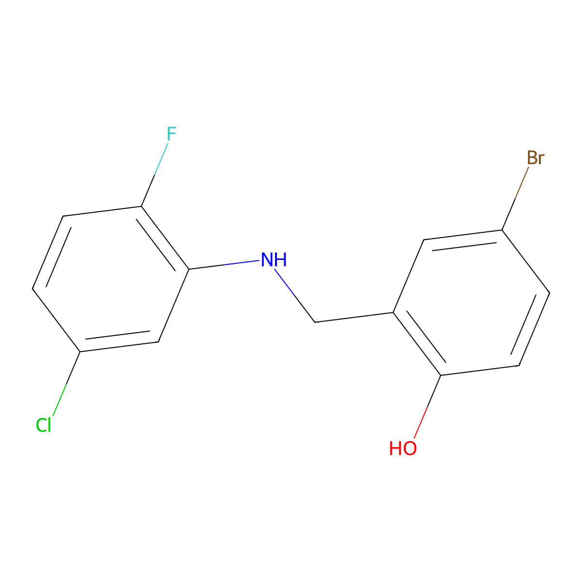 4-Bromo-2-{[(5-chloro-2-fluorophenyl)amino]methyl}phenol molecular structure, CAS 1232804-13-5