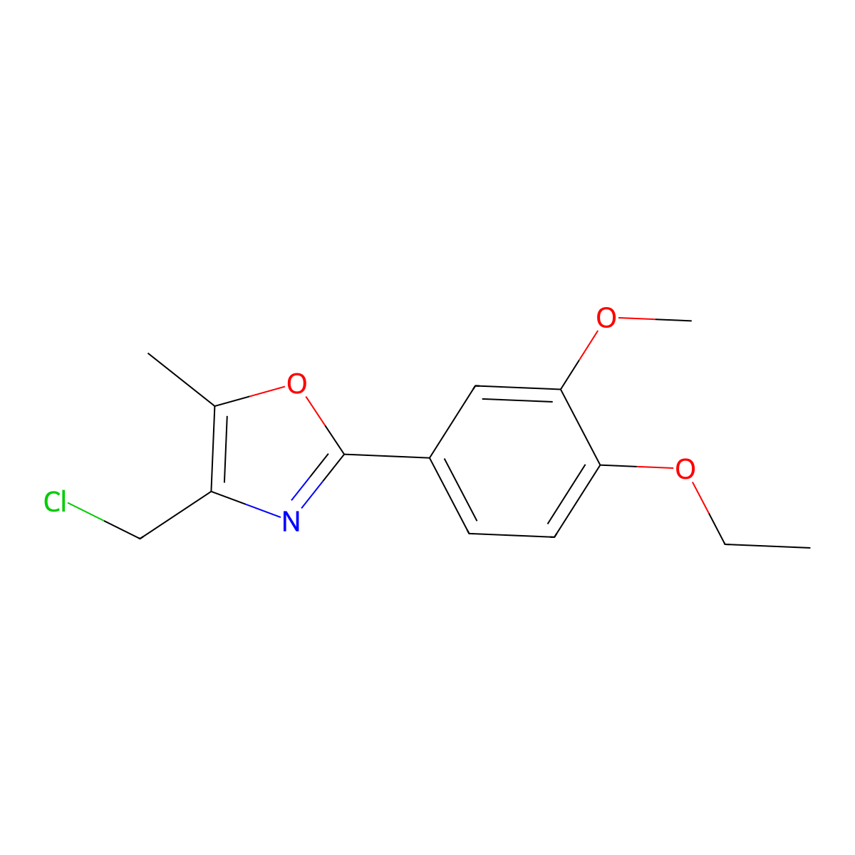 4-(Chloromethyl)-2-(4-ethoxy-3-methoxyphenyl)-5-methyl-1,3-oxazole molecular structure, CAS 1232804-19-1