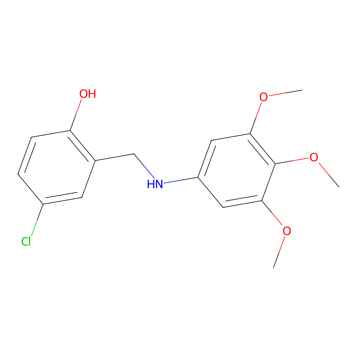 4-Chloro-2-{[(3,4,5-trimethoxyphenyl)amino]methyl}phenol molecular structure, CAS 1232804-28-2