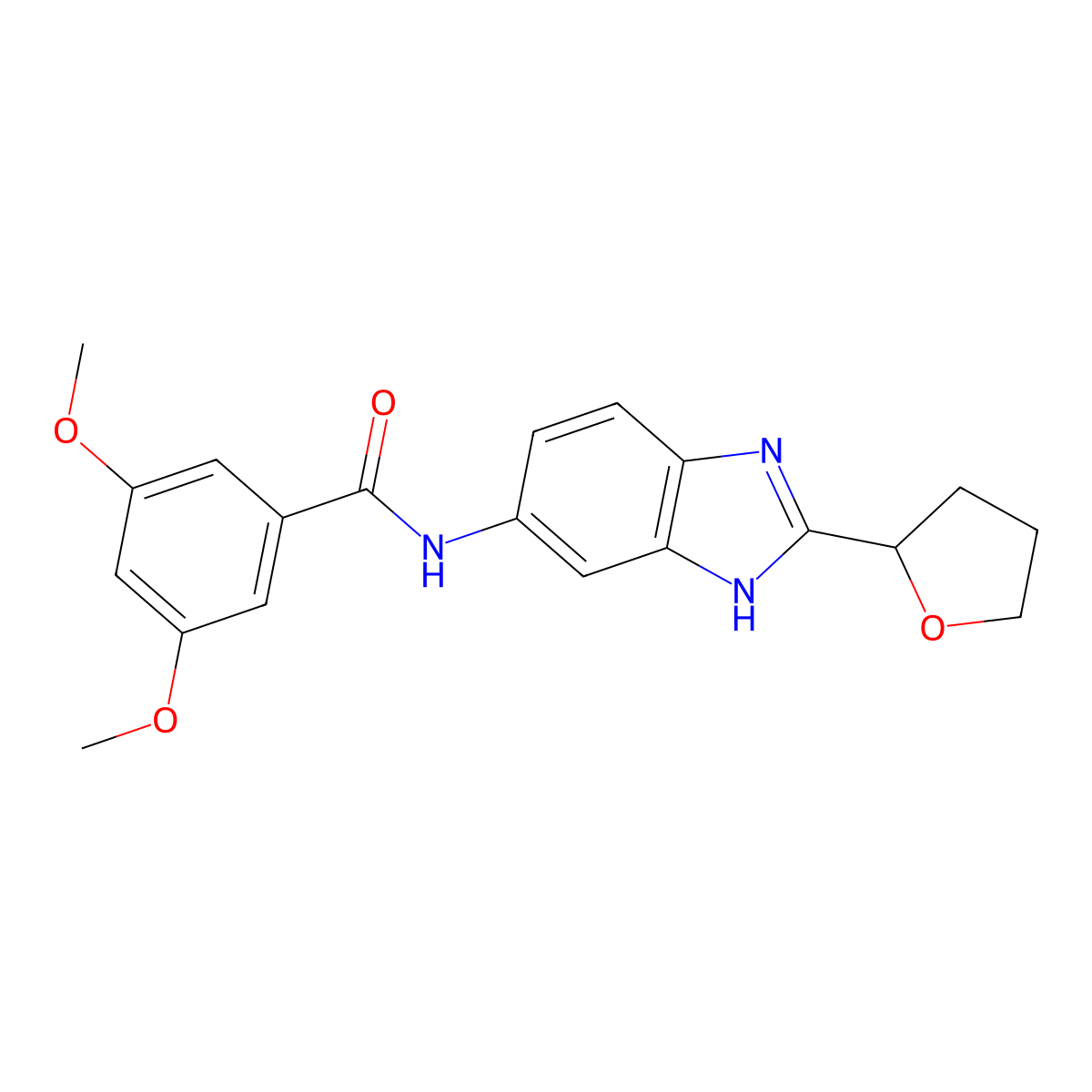 3,5-dimethoxy-N-[2-(tetrahydrofuran-2-yl)-1H-benzimidazol-5-yl]benzamide molecular structure, CAS 1232804-61-3