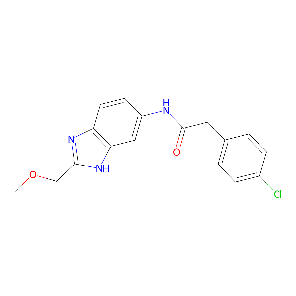 2-(4-chlorophenyl)-N-[2-(methoxymethyl)-1H-benzimidazol-5-yl]acetamide molecular structure, CAS 1232804-95-3