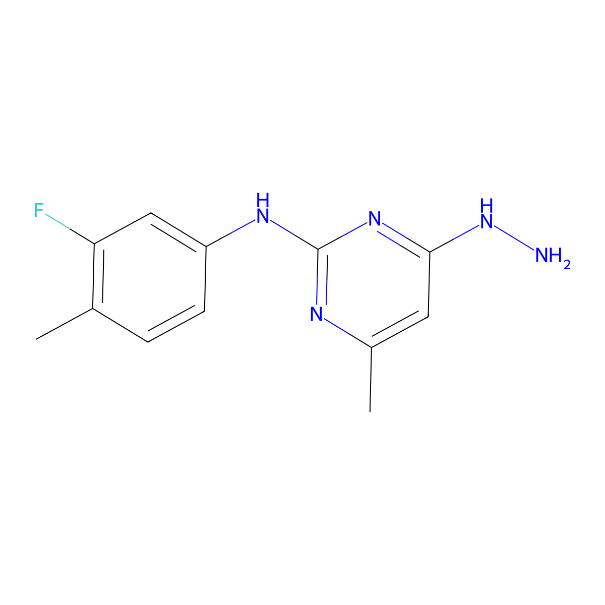 N-(3-fluoro-4-methylphenyl)-4-hydrazinyl-6-methylpyrimidin-2-amine molecular structure, CAS 1232805-18-3