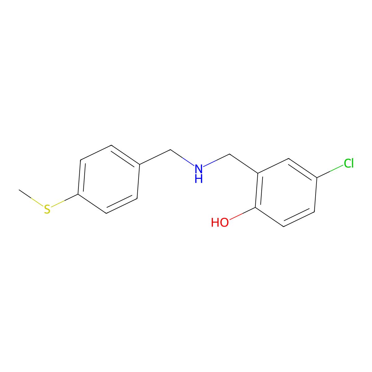 4-Chloro-2-({[4-(methylthio)benzyl]amino}methyl)phenol molecular structure, CAS 1232805-45-6