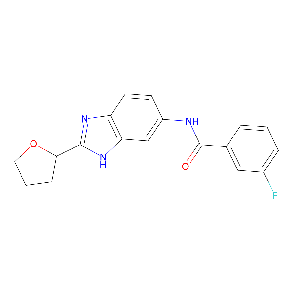 3-fluoro-N-[2-(tetrahydrofuran-2-yl)-1H-benzimidazol-5-yl]benzamide molecular structure, CAS 1232805-49-0