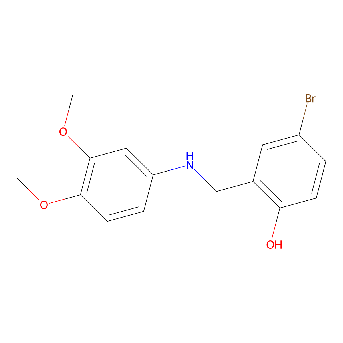4-Bromo-2-{[(3,4-dimethoxyphenyl)amino]methyl}phenol molecular structure, CAS 1232805-95-6