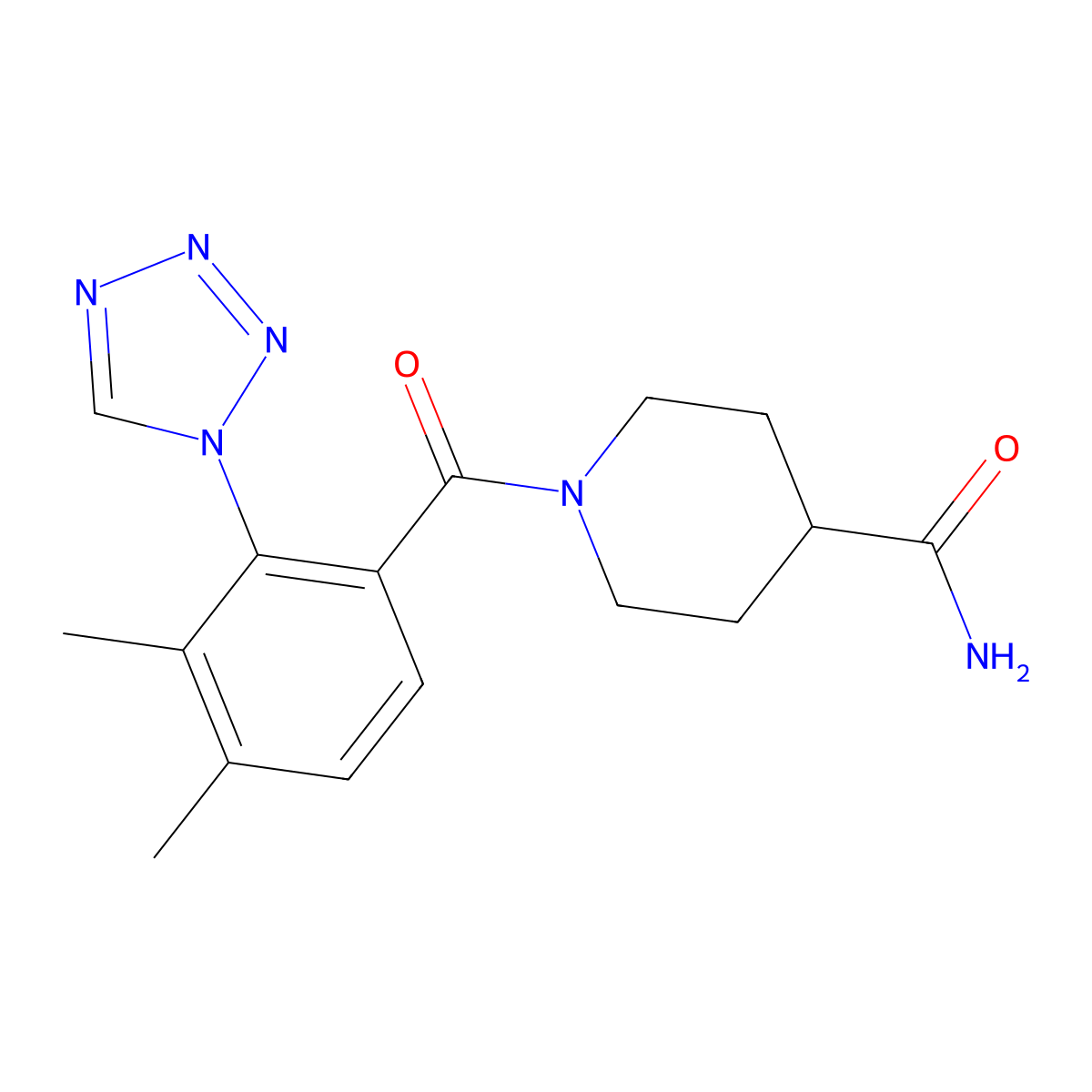 1-{[3,4-dimethyl-2-(1H-tetrazol-1-yl)phenyl]carbonyl}piperidine-4-carboxamide molecular structure, CAS 1232806-51-7