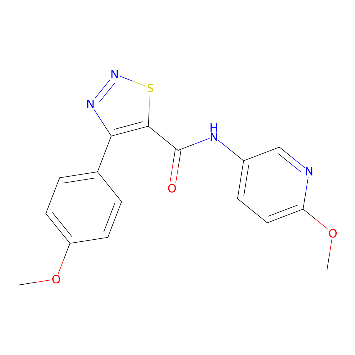 4-(4-methoxyphenyl)-N-(6-methoxypyridin-3-yl)-1,2,3-thiadiazole-5-carboxamide molecular structure, CAS 1232806-59-5