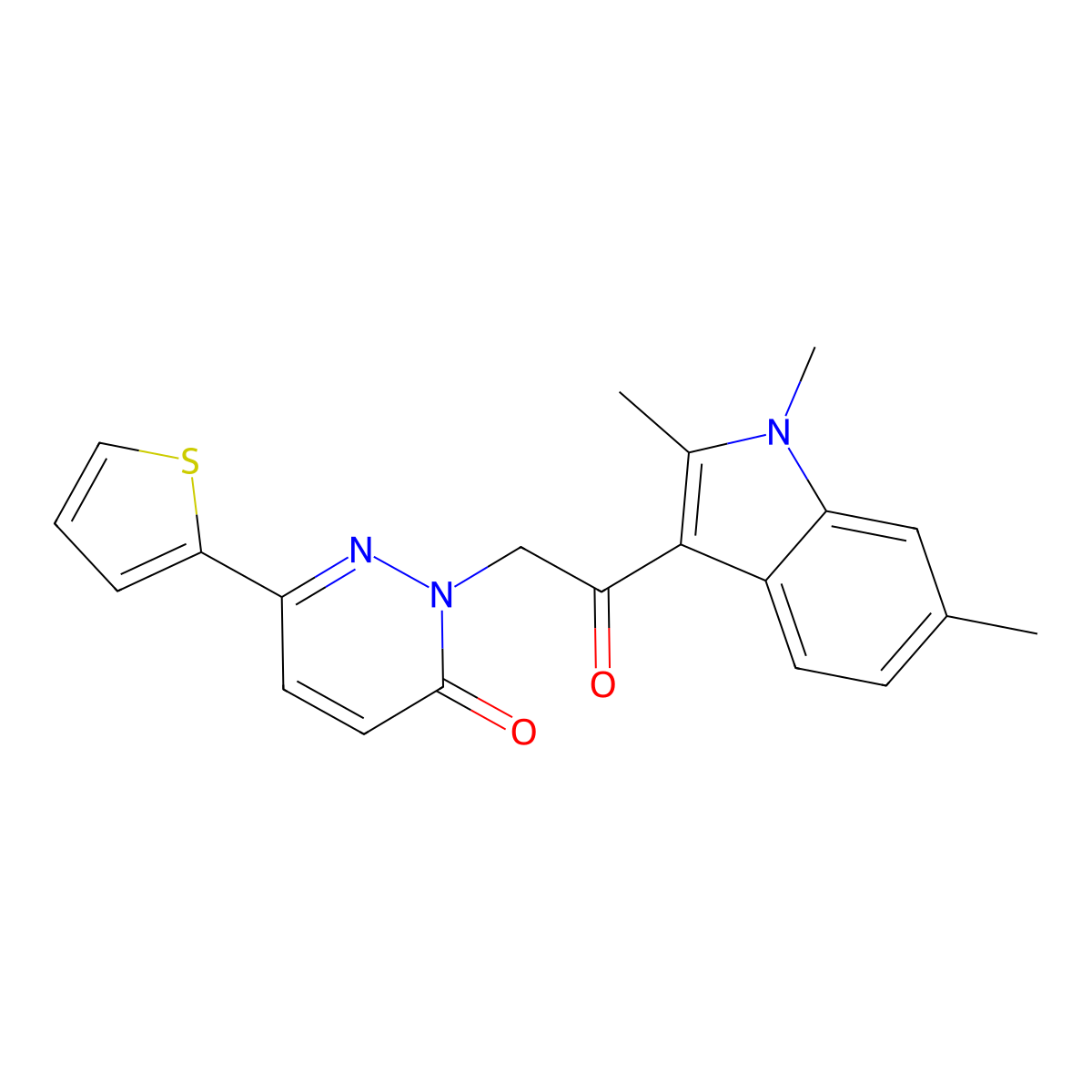 2-(2-oxo-2-(1,2,6-trimethyl-1H-indol-3-yl)ethyl)-6-(thiophen-2-yl)pyridazin-3(2H)-one molecular structure, CAS 1232806-97-1