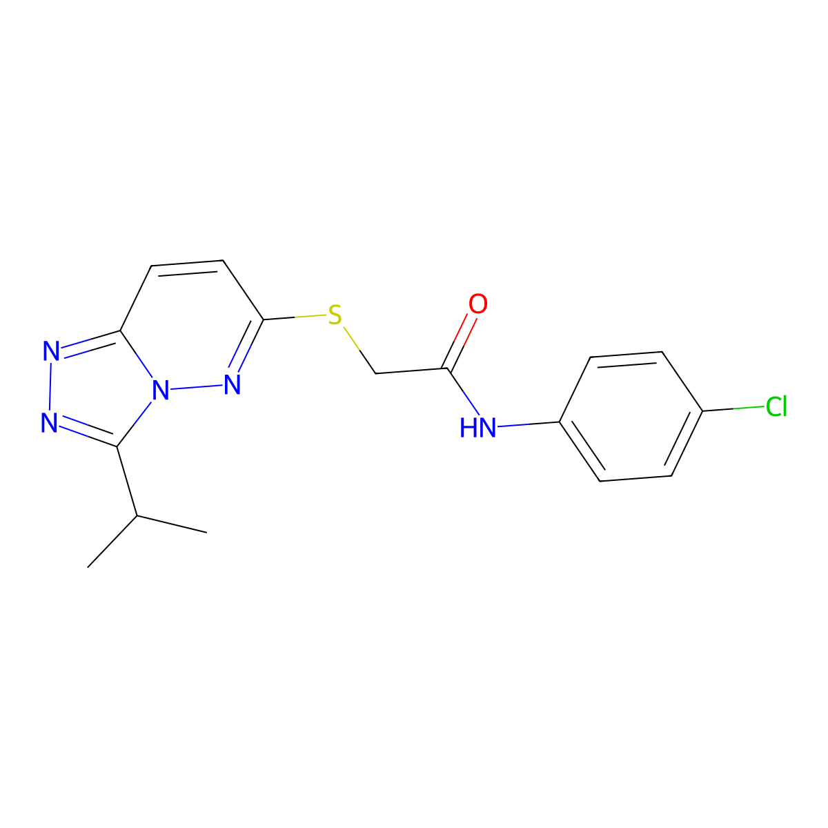 N-(4-chlorophenyl)-2-{[3-(propan-2-yl)[1,2,4]triazolo[4,3-b]pyridazin-6-yl]sulfanyl}acetamide molecular structure, CAS 1232807-68-9