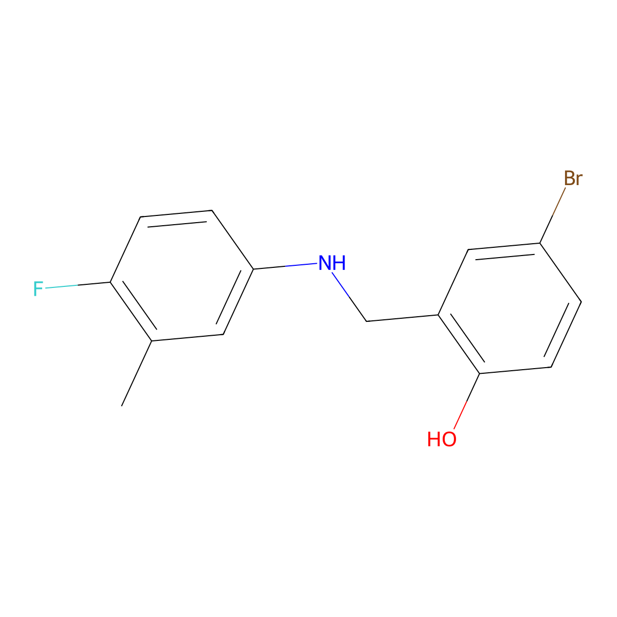 4-Bromo-2-{[(4-fluoro-3-methylphenyl)amino]methyl}phenol molecular structure, CAS 1232807-91-8
