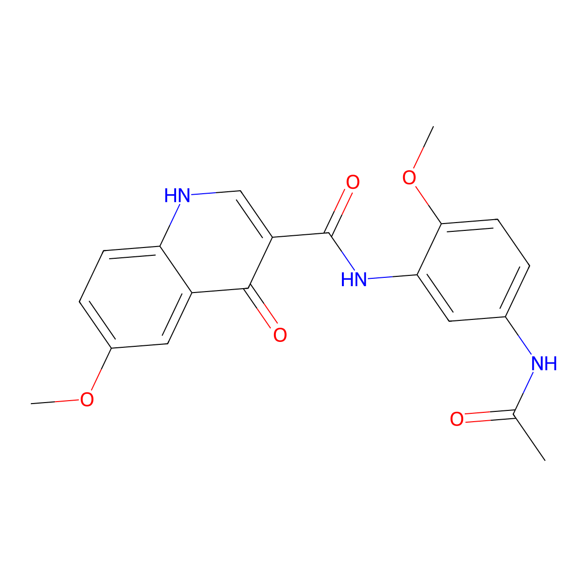N-[5-(acetylamino)-2-methoxyphenyl]-6-methoxy-4-oxo-1,4-dihydroquinoline-3-carboxamide molecular structure, CAS 1232808-13-7