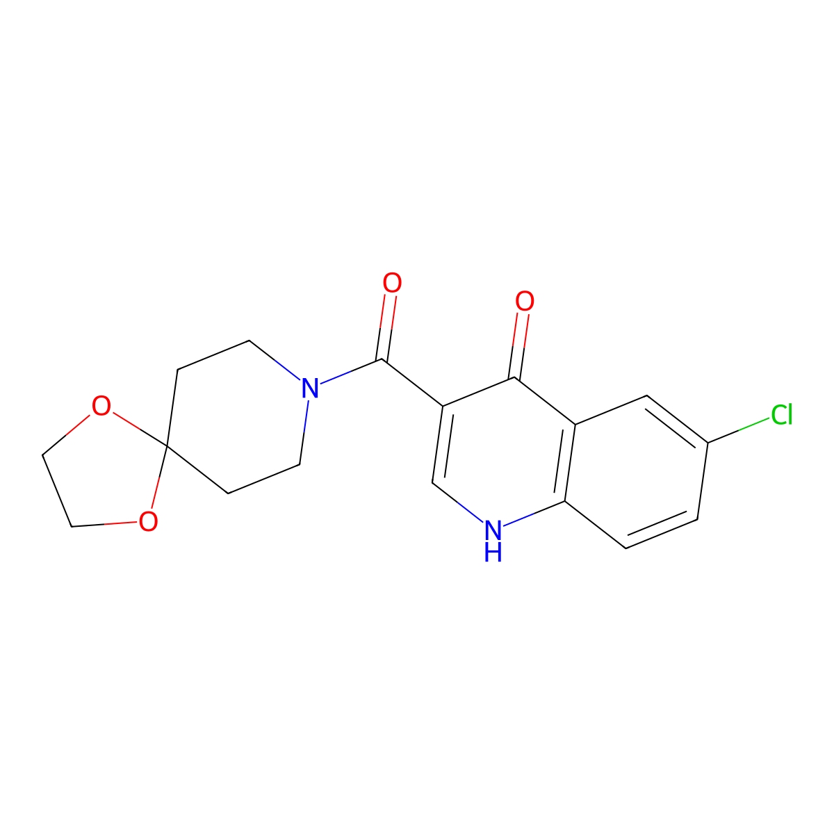 (6-Chloro-4-hydroxyquinolin-3-yl)(1,4-dioxa-8-azaspiro[4.5]dec-8-yl)methanone molecular structure, CAS 1232808-24-0
