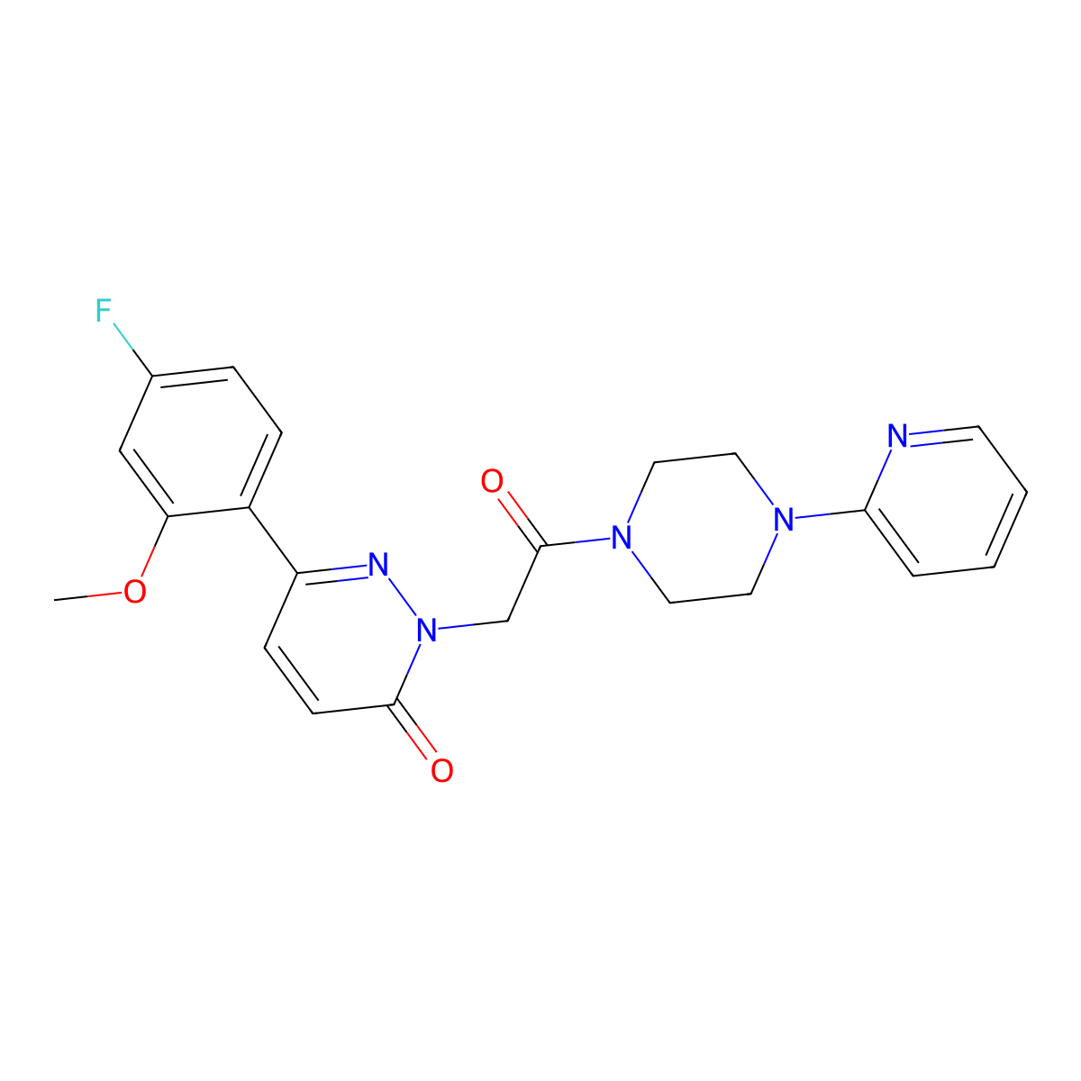 6-(4-fluoro-2-methoxyphenyl)-2-{2-oxo-2-[4-(2-pyridyl)piperazino]ethyl}-3(2H)-pyridazinone molecular structure, CAS 1232808-37-5