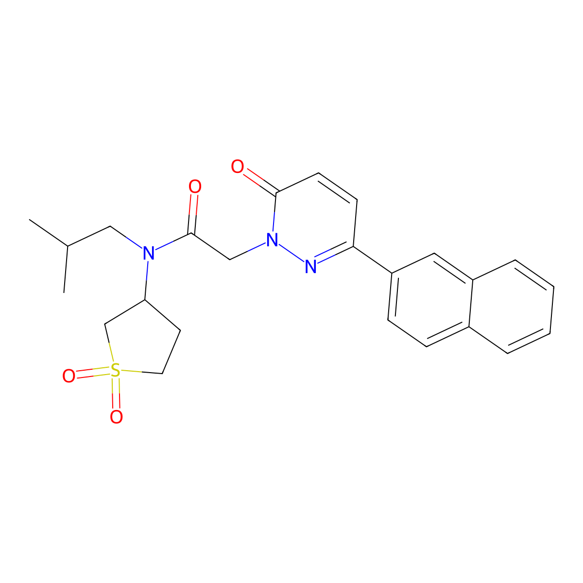 N-(1,1-dioxidotetrahydrothiophen-3-yl)-N-(2-methylpropyl)-2-[3-(naphthalen-2-yl)-6-oxopyridazin-1(6H)-yl]acetamide molecular structure, CAS 1232808-68-2