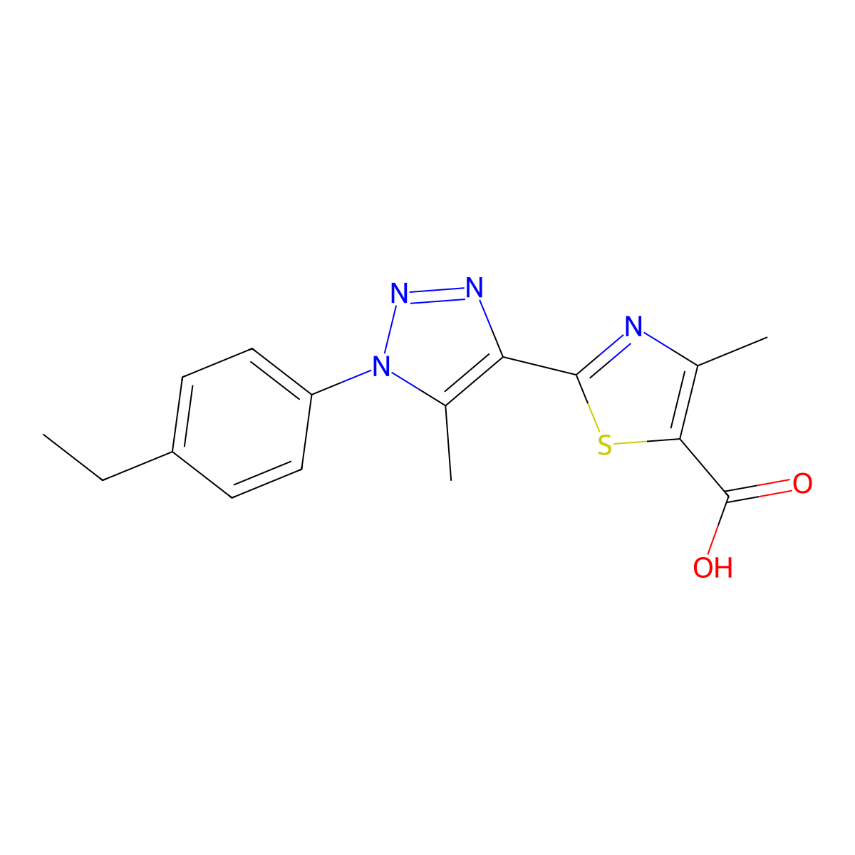 2-[1-(4-ethylphenyl)-5-methyl-1H-1,2,3-triazol-4-yl]-4-methyl-1,3-thiazole-5-carboxylic acid molecular structure, CAS 1232809-10-7