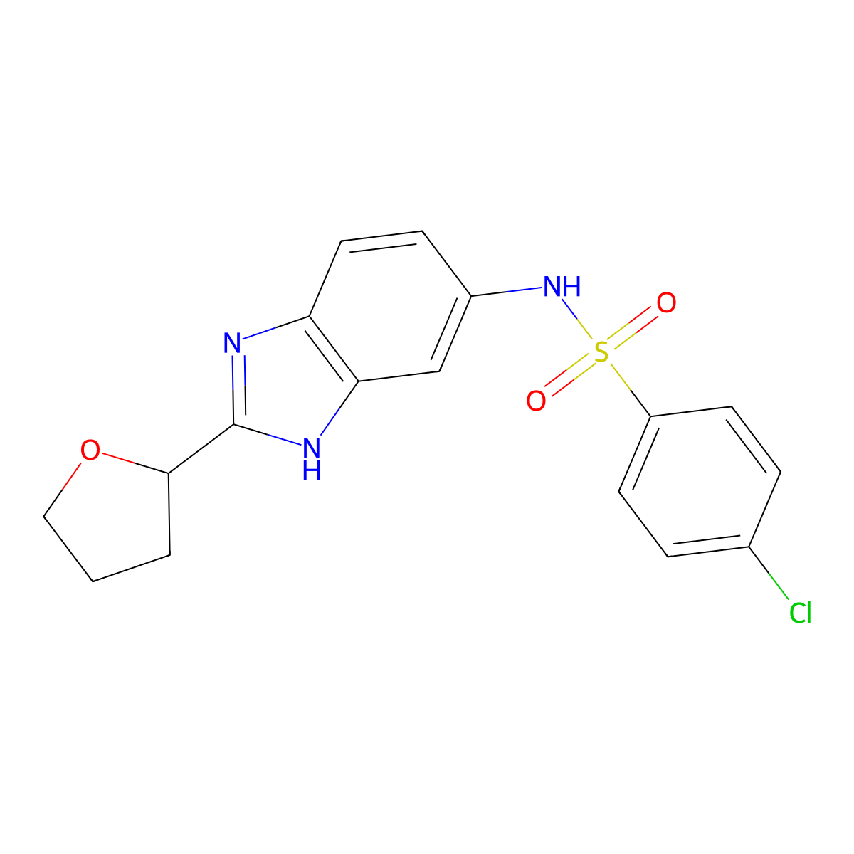 4-chloro-N-[2-(tetrahydrofuran-2-yl)-1H-benzimidazol-5-yl]benzenesulfonamide molecular structure, CAS 1232809-23-2