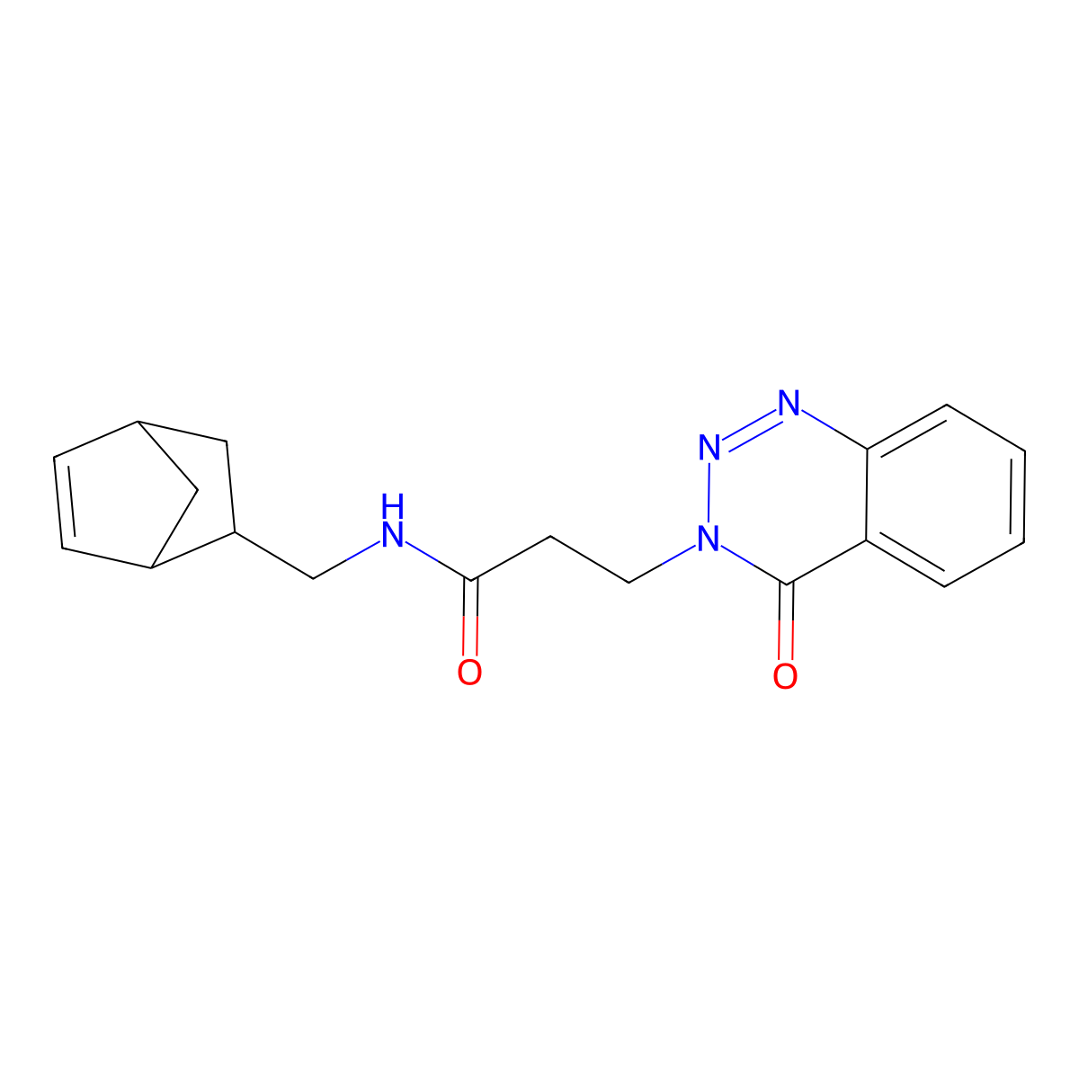 N-(bicyclo[2.2.1]hept-5-en-2-ylmethyl)-3-(4-oxo-1,2,3-benzotriazin-3(4H)-yl)propanamide molecular structure, CAS 1232809-29-8