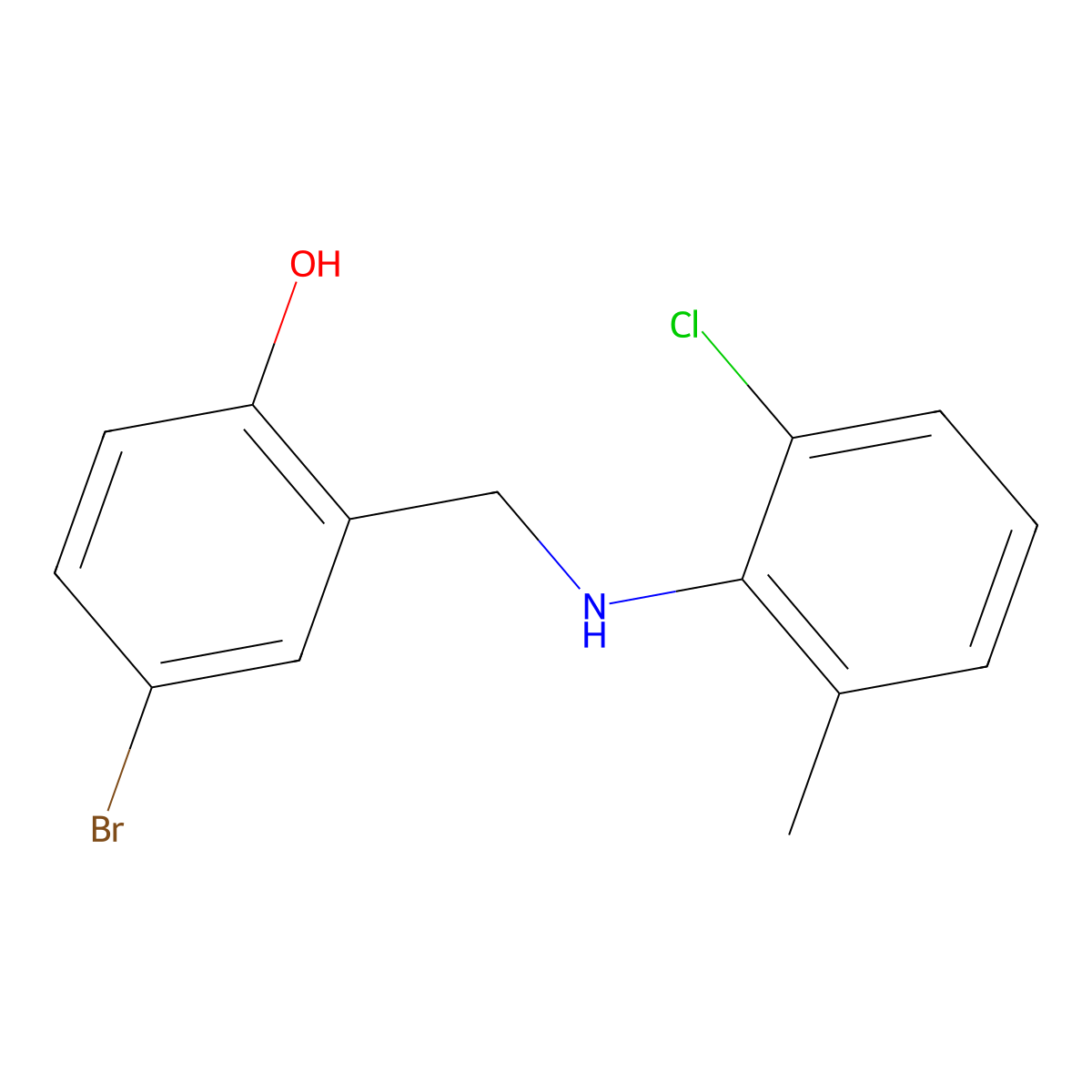 4-Bromo-2-{[(2-chloro-6-methylphenyl)amino]methyl}phenol molecular structure, CAS 1232809-40-3
