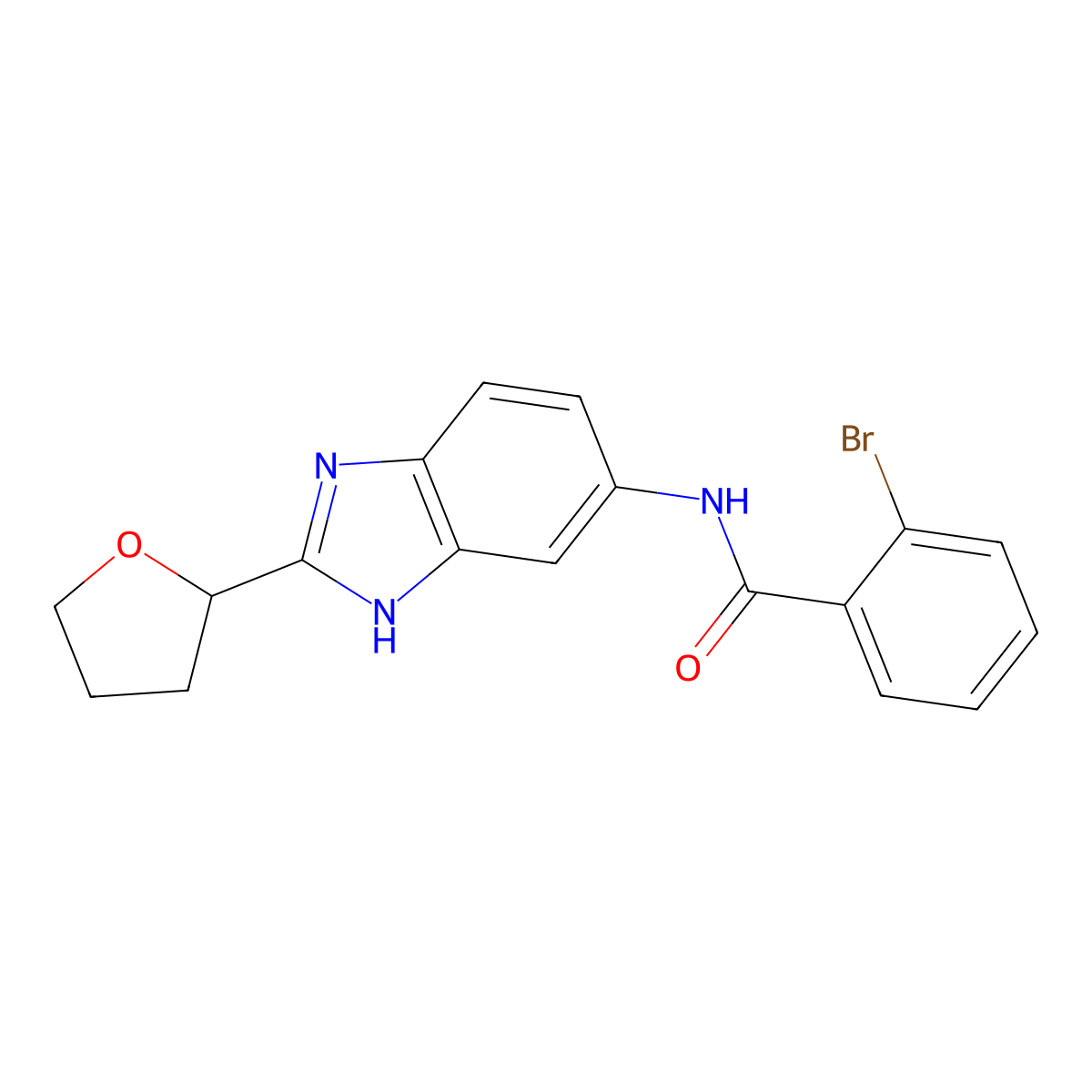2-bromo-N-[2-(tetrahydrofuran-2-yl)-1H-benzimidazol-5-yl]benzamide molecular structure, CAS 1232809-41-4