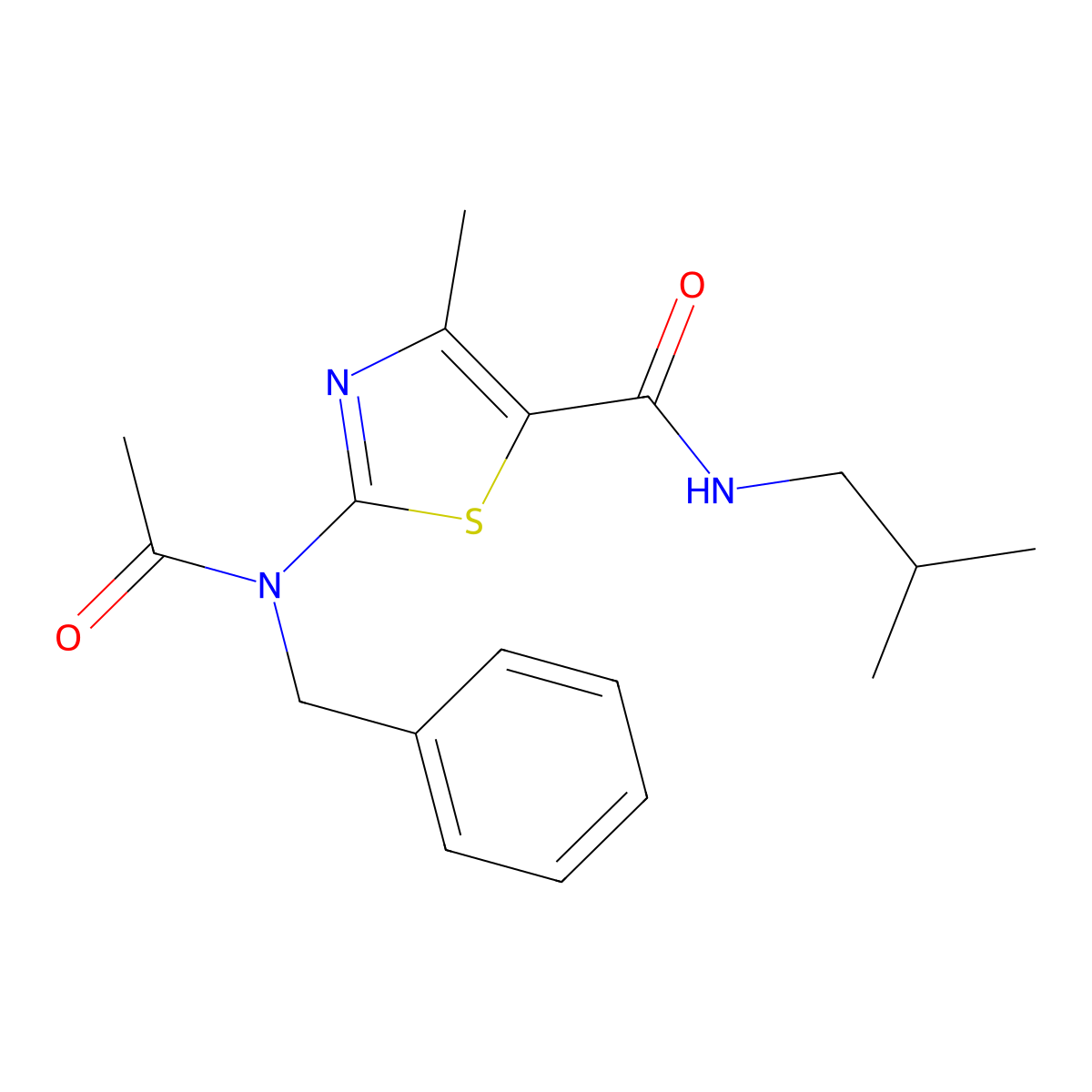 2-[acetyl(benzyl)amino]-N-isobutyl-4-methyl-1,3-thiazole-5-carboxamide molecular structure, CAS 1232809-56-1