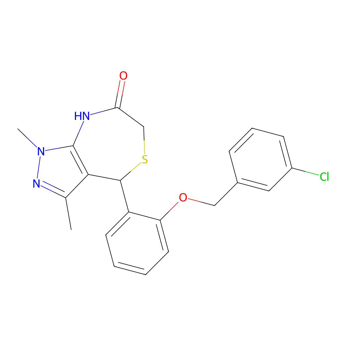 4-{2-[(3-chlorobenzyl)oxy]phenyl}-1,3-dimethyl-4,6-dihydro-1H-pyrazolo[3,4-e][1,4]thiazepin-7-ol molecular structure, CAS 1232809-89-0