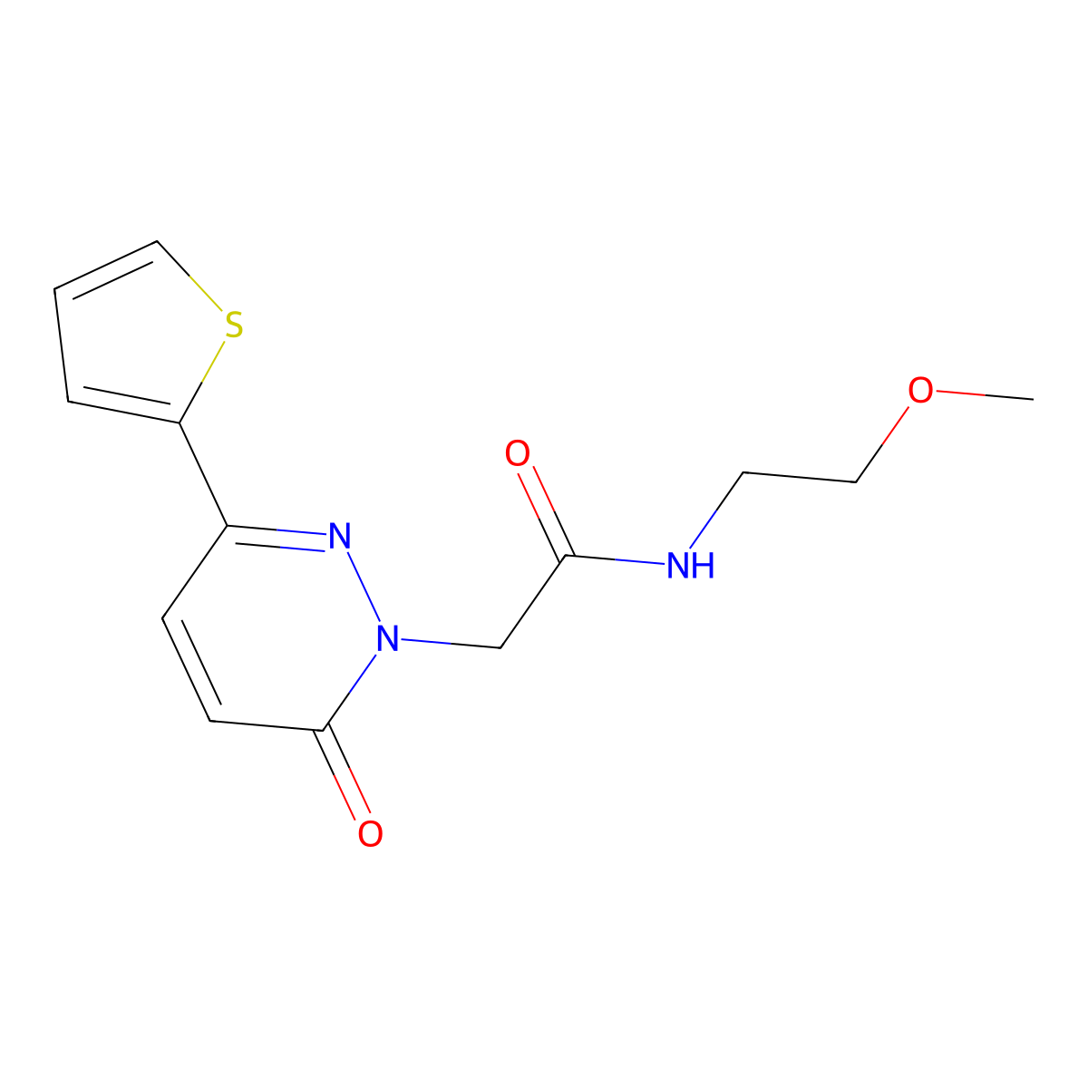 N-(2-methoxyethyl)-2-(6-oxo-3-(thiophen-2-yl)pyridazin-1(6H)-yl)acetamide molecular structure, CAS 1232809-99-2