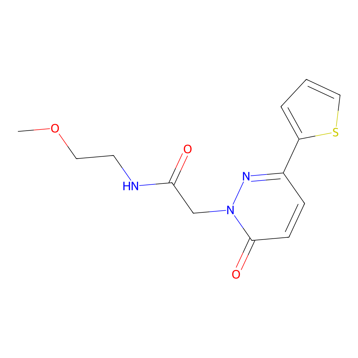 N-(2-methoxyethyl)-2-(6-oxo-3-(thiophen-2-yl)pyridazin-1(6H)-yl)acetamide molecular structure, CAS 1232809-99-2