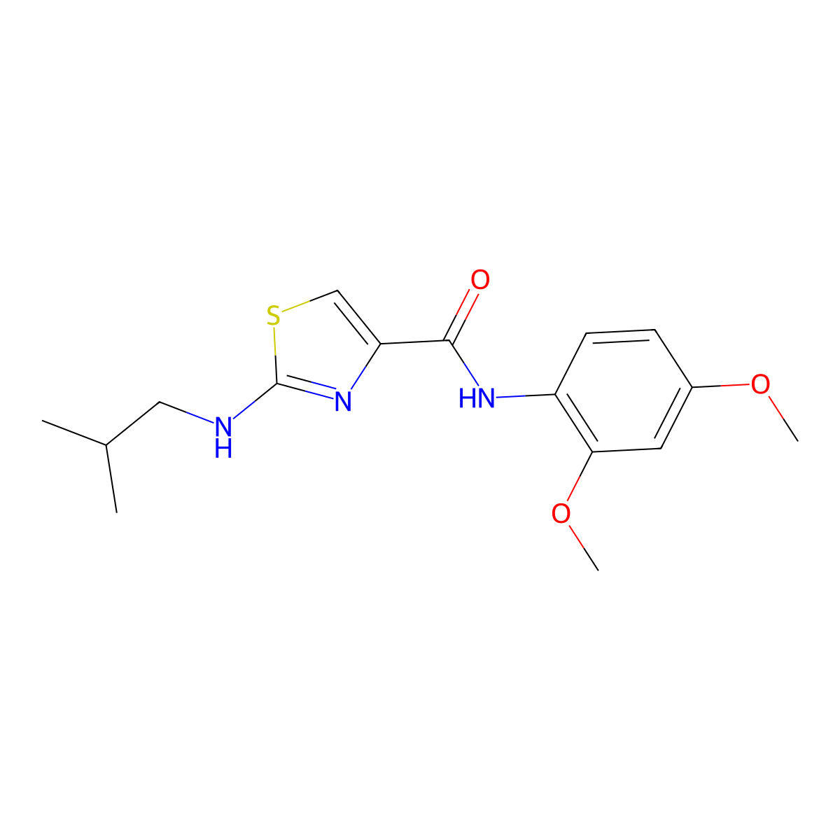 N-(2,4-dimethoxyphenyl)-2-(isobutylamino)-1,3-thiazole-4-carboxamide molecular structure, CAS 1232810-11-5