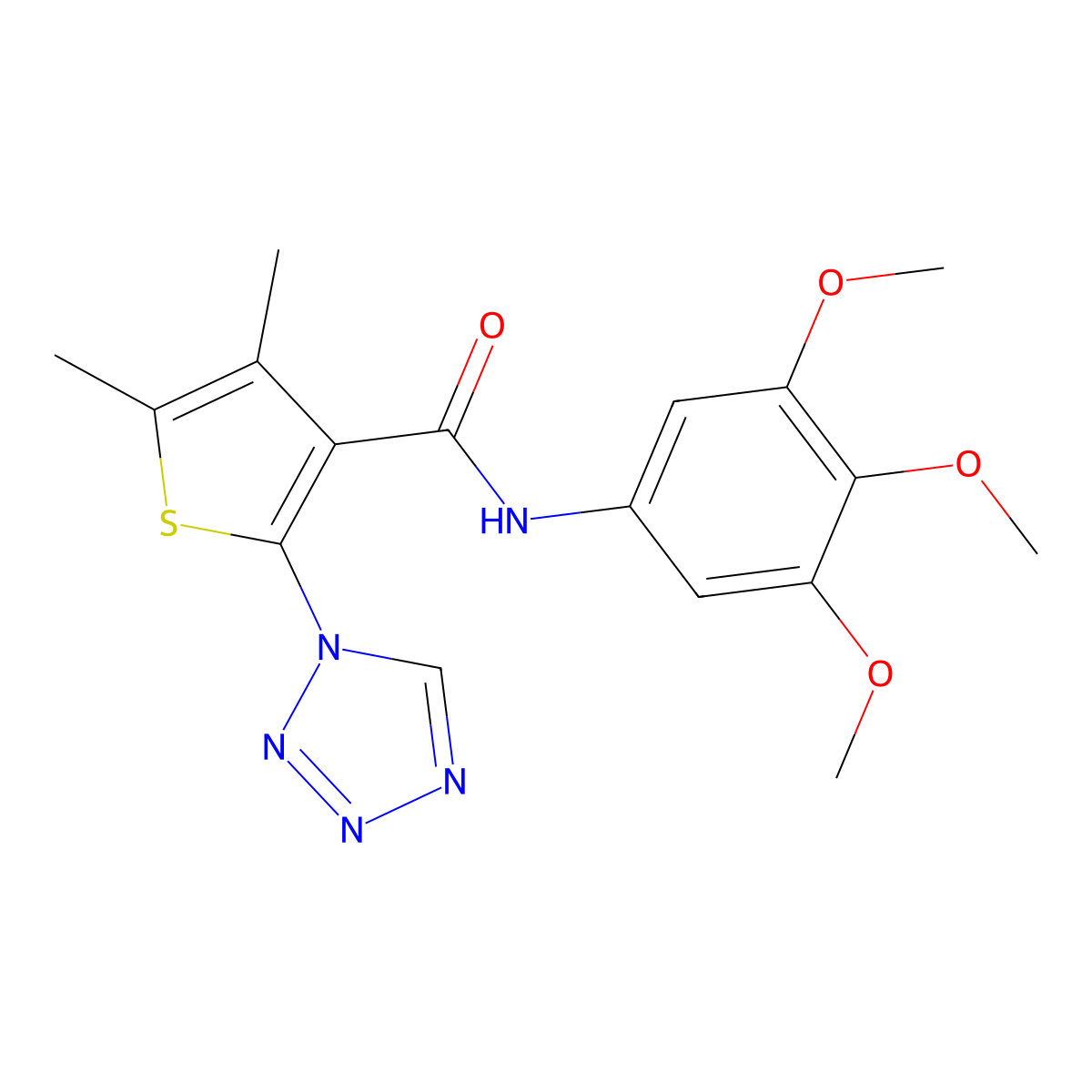 4,5-dimethyl-2-(1H-tetrazol-1-yl)-N-(3,4,5-trimethoxyphenyl)thiophene-3-carboxamide molecular structure, CAS 1232810-27-3