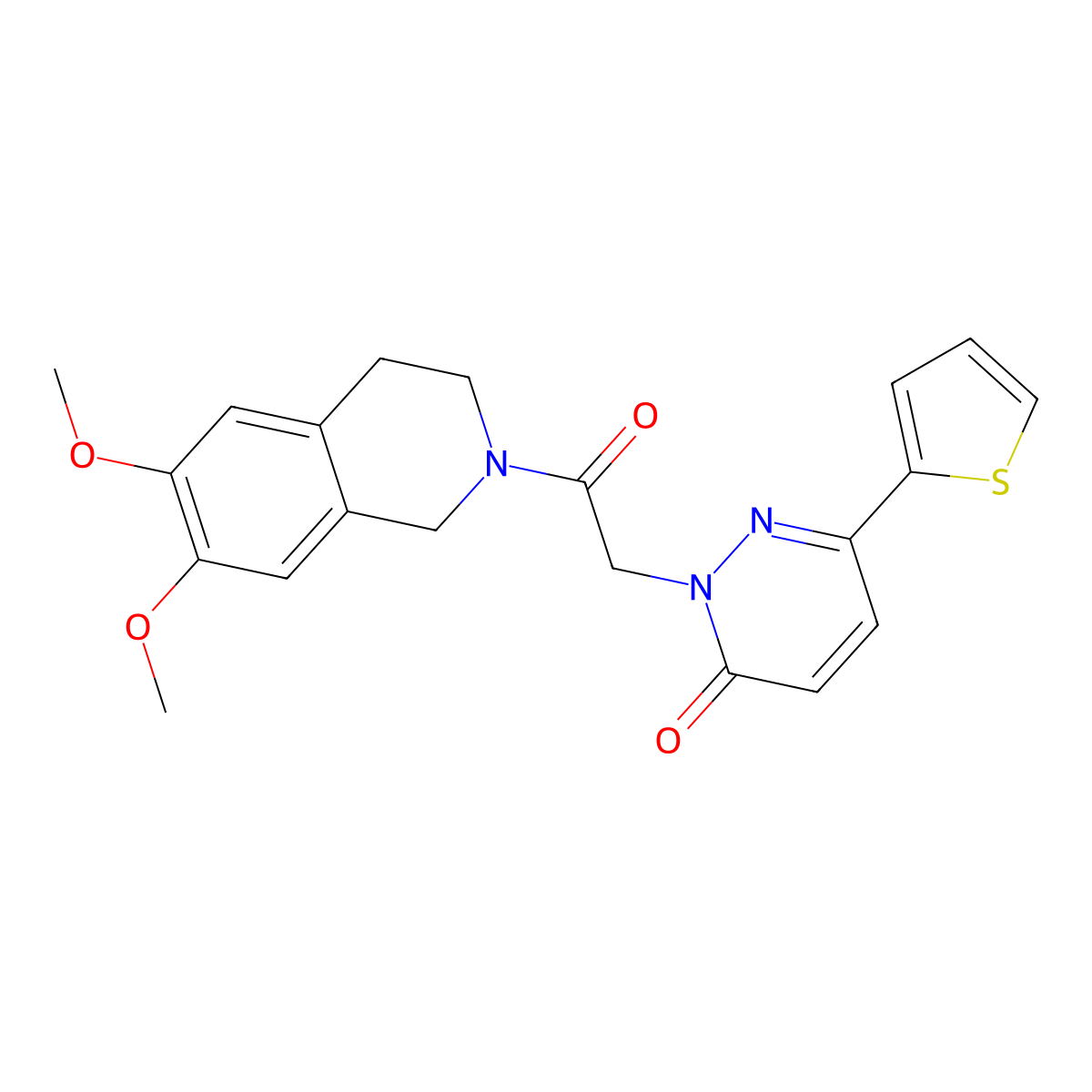 2-(2-(6,7-dimethoxy-3,4-dihydroisoquinolin-2(1H)-yl)-2-oxoethyl)-6-(thiophen-2-yl)pyridazin-3(2H)-one molecular structure, CAS 1232810-47-7