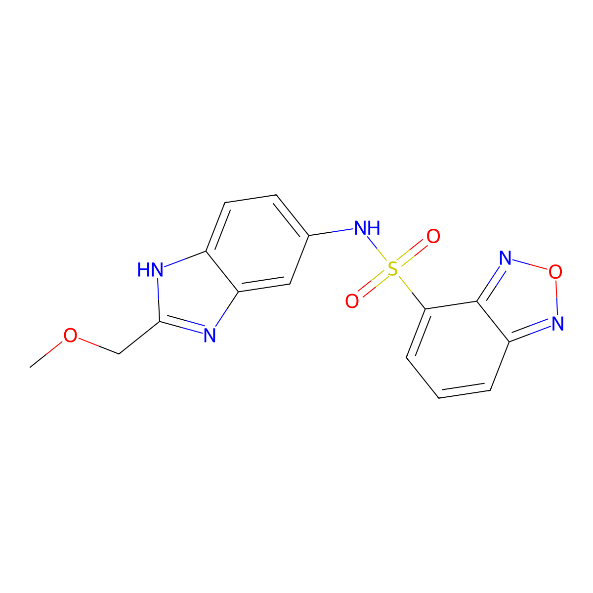 N-[2-(methoxymethyl)-1H-benzimidazol-5-yl]-2,1,3-benzoxadiazole-4-sulfonamide molecular structure, CAS 1232810-53-5