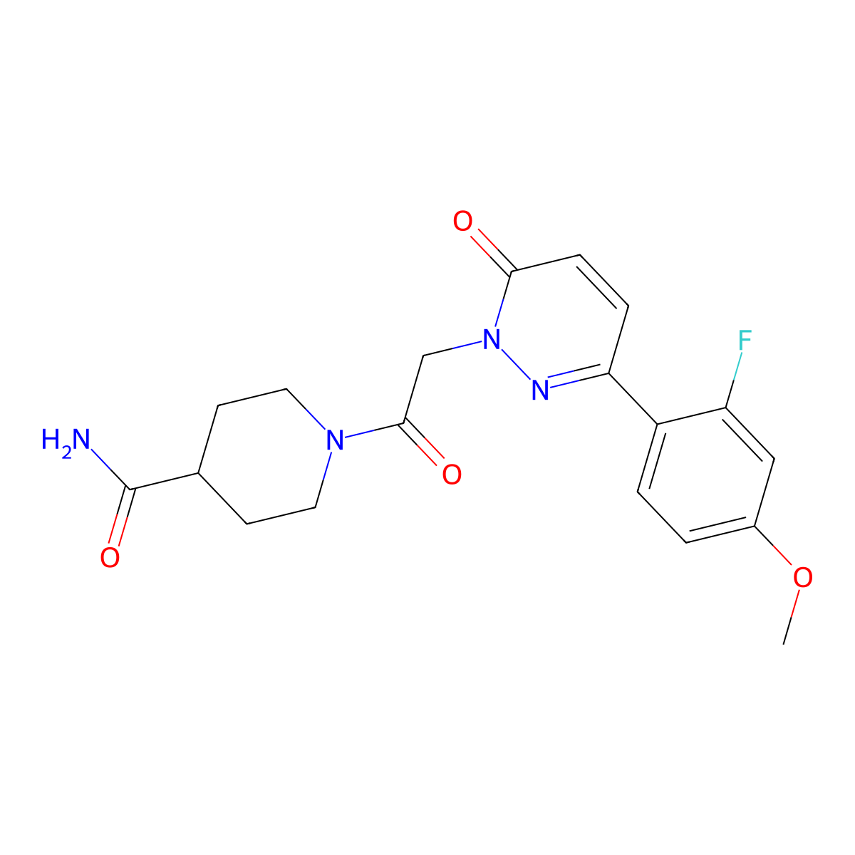 1-{[3-(2-fluoro-4-methoxyphenyl)-6-oxopyridazin-1(6H)-yl]acetyl}piperidine-4-carboxamide molecular structure, CAS 1232810-54-6