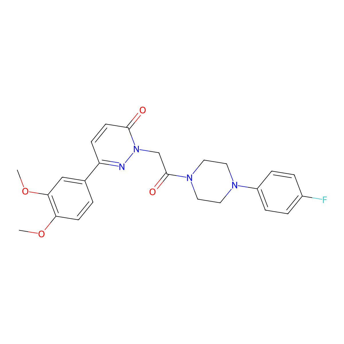 6-(3,4-dimethoxyphenyl)-2-{2-[4-(4-fluorophenyl)piperazino]-2-oxoethyl}-3(2H)-pyridazinone molecular structure, CAS 1232810-57-9