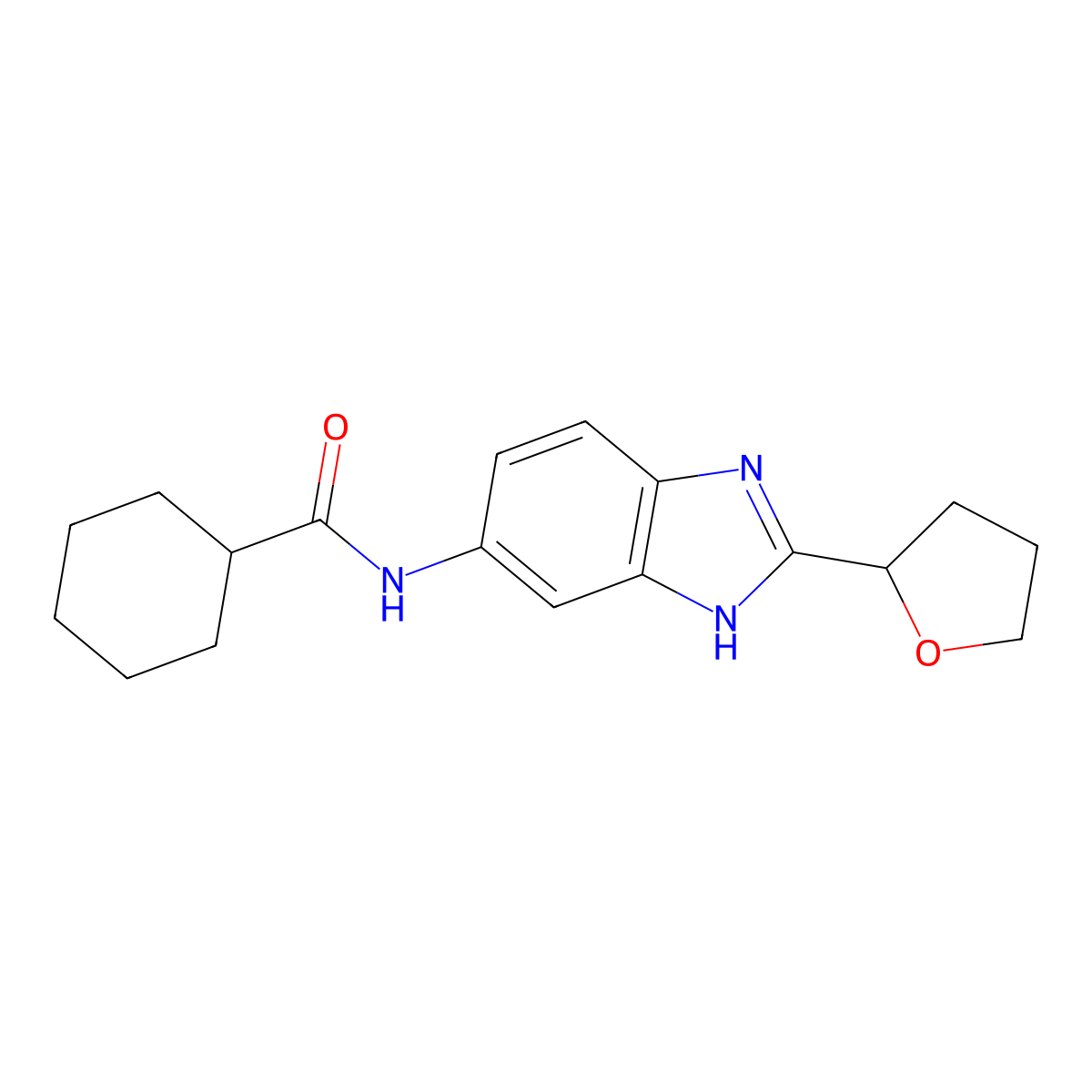N-[2-(tetrahydrofuran-2-yl)-1H-benzimidazol-5-yl]cyclohexanecarboxamide molecular structure, CAS 1232810-60-4