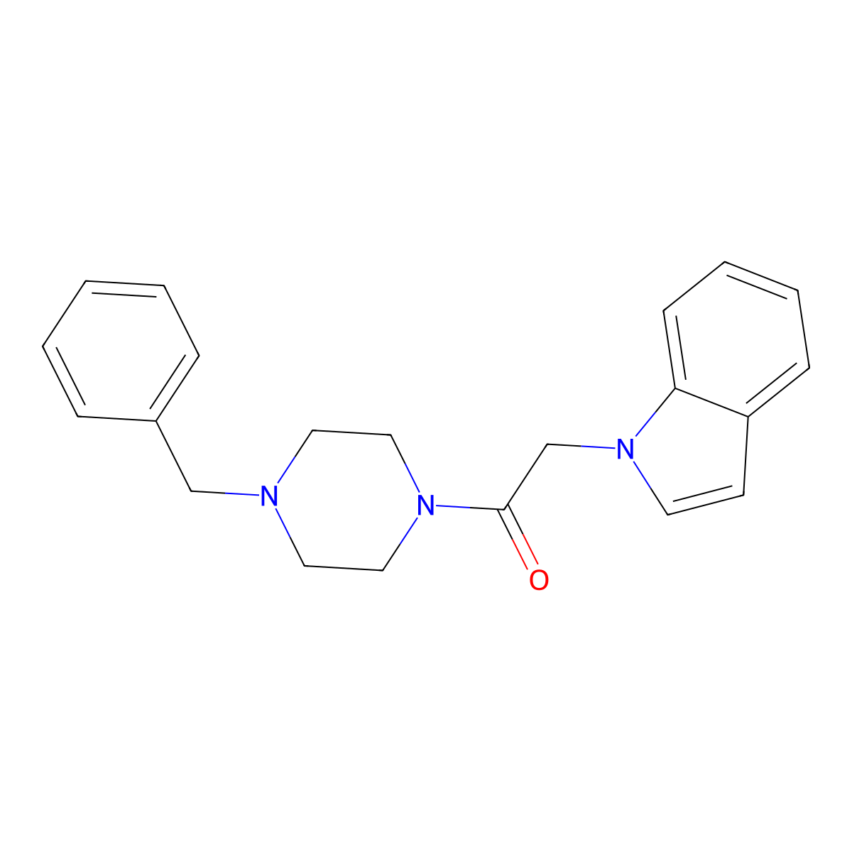 1-(4-benzylpiperazin-1-yl)-2-(1H-indol-1-yl)ethanone molecular structure, CAS 1232810-73-9