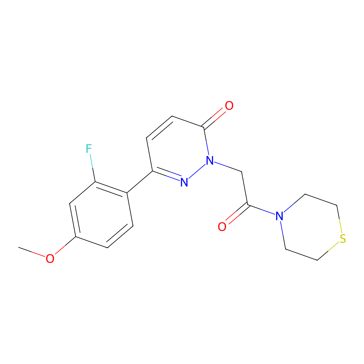 6-(2-fluoro-4-methoxyphenyl)-2-[2-oxo-2-(thiomorpholin-4-yl)ethyl]pyridazin-3(2H)-one molecular structure, CAS 1232810-87-5
