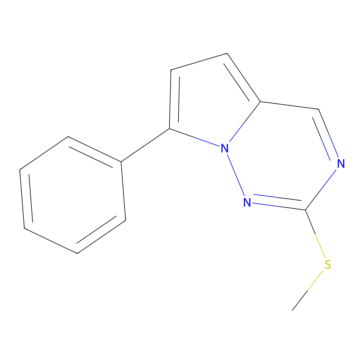 2-(Methylsulfanyl)-7-phenylpyrrolo[2,1-f][1,2,4]triazine molecular structure, CAS 1232815-54-1