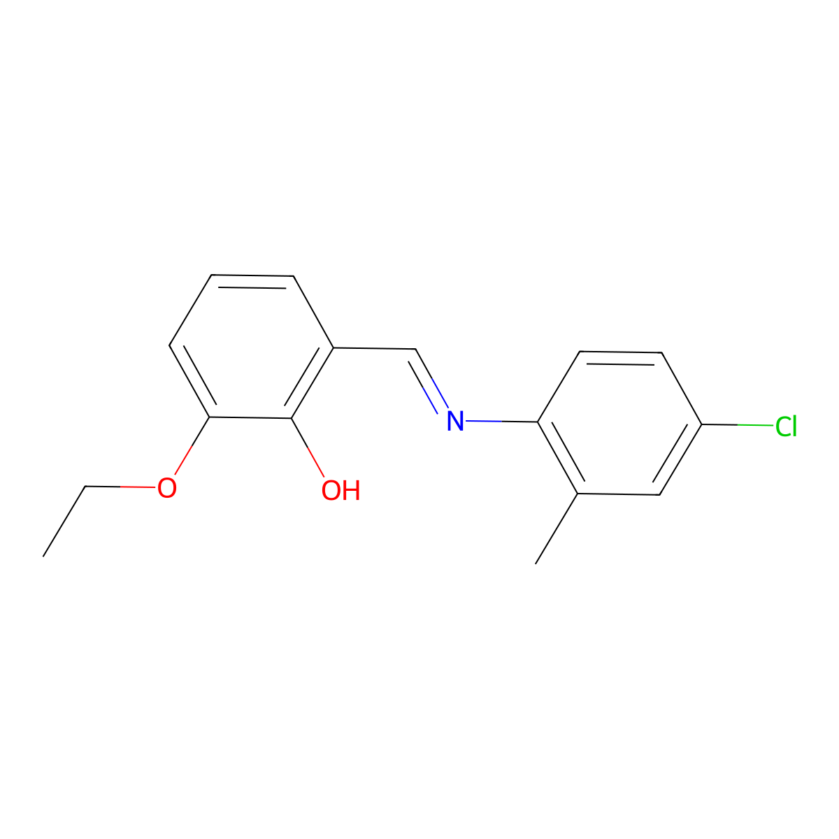 2-{(E)-[(4-chloro-2-methylphenyl)imino]methyl}-6-ethoxyphenol molecular structure, CAS 1232816-37-3