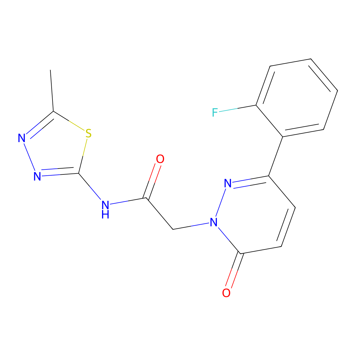 2-[3-(2-fluorophenyl)-6-oxopyridazin-1(6H)-yl]-N-[(2E)-5-methyl-1,3,4-thiadiazol-2(3H)-ylidene]acetamide molecular structure, CAS 1232816-38-4