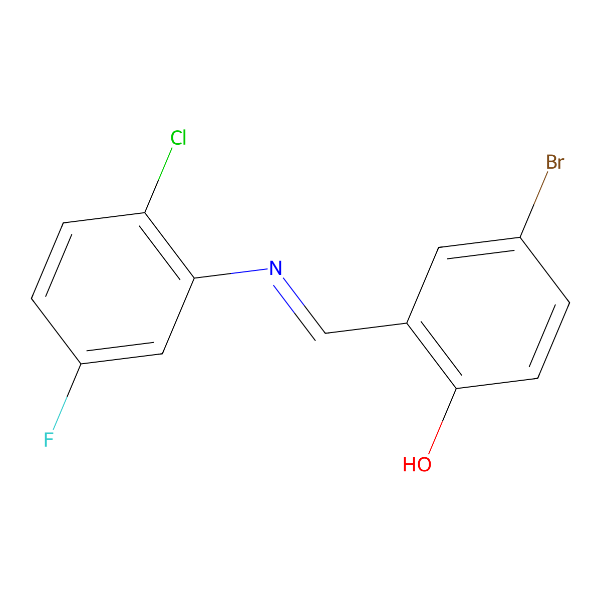 4-bromo-2-{(E)-[(2-chloro-5-fluorophenyl)imino]methyl}phenol molecular structure, CAS 1232816-59-9