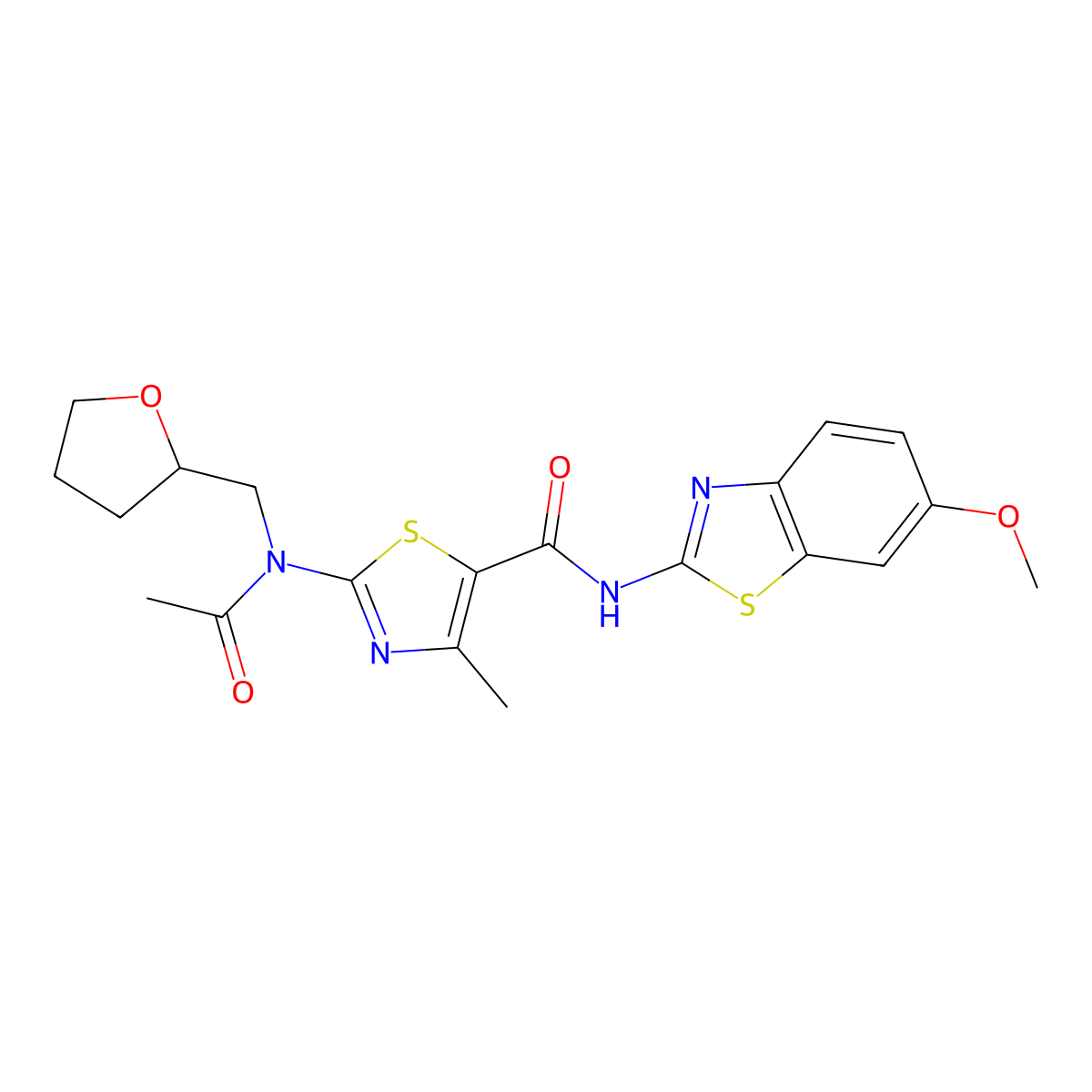 2-[acetyl(tetrahydrofuran-2-ylmethyl)amino]-N-[(2E)-6-methoxy-1,3-benzothiazol-2(3H)-ylidene]-4-methyl-1,3-thiazole-5-carboxamide molecular structure, CAS 1232816-66-8
