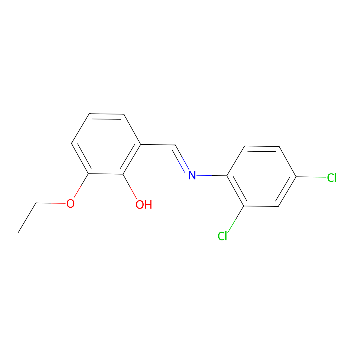 2-{(E)-[(2,4-dichlorophenyl)imino]methyl}-6-ethoxyphenol molecular structure, CAS 1232816-67-9