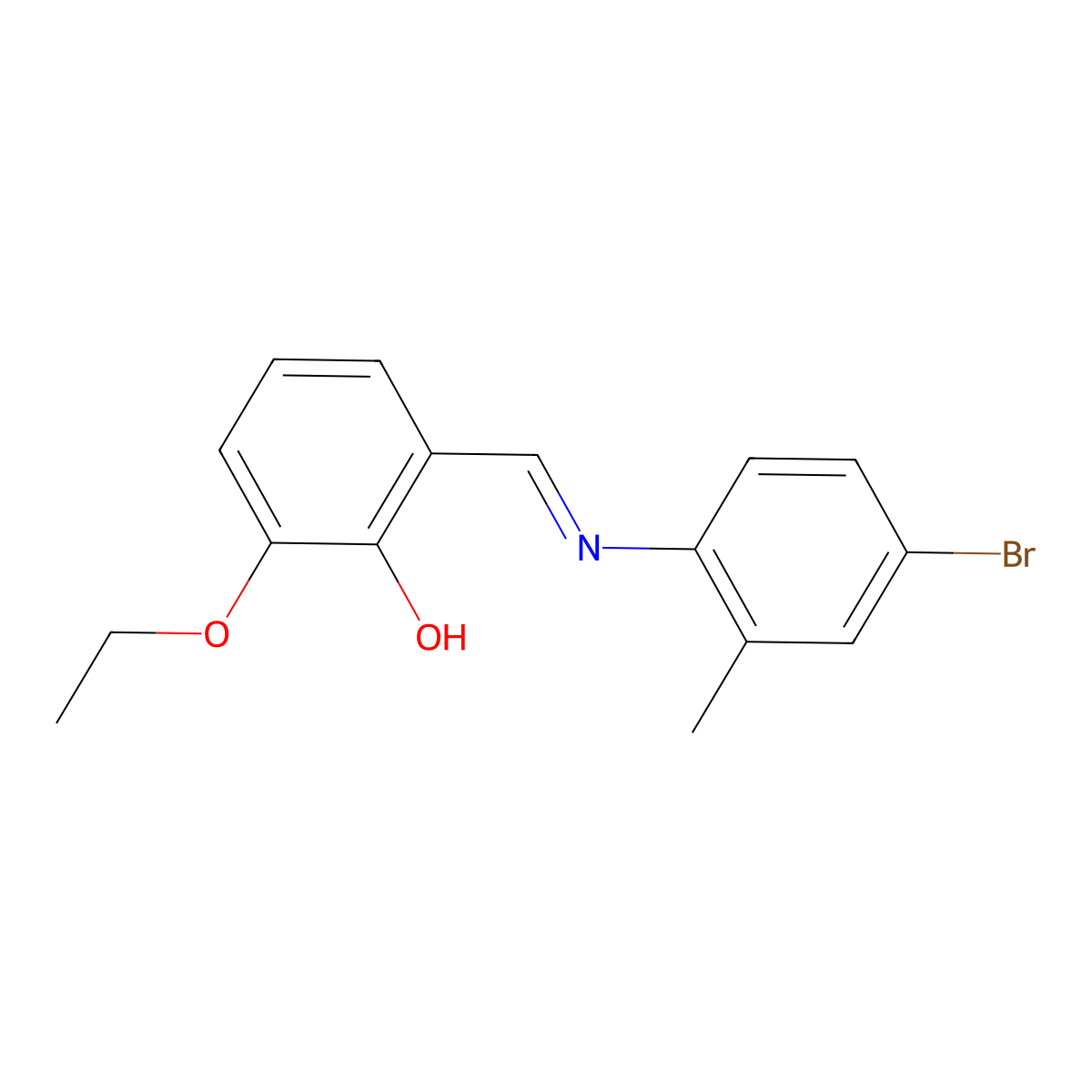 2-{(E)-[(4-bromo-2-methylphenyl)imino]methyl}-6-ethoxyphenol molecular structure, CAS 1232816-77-1