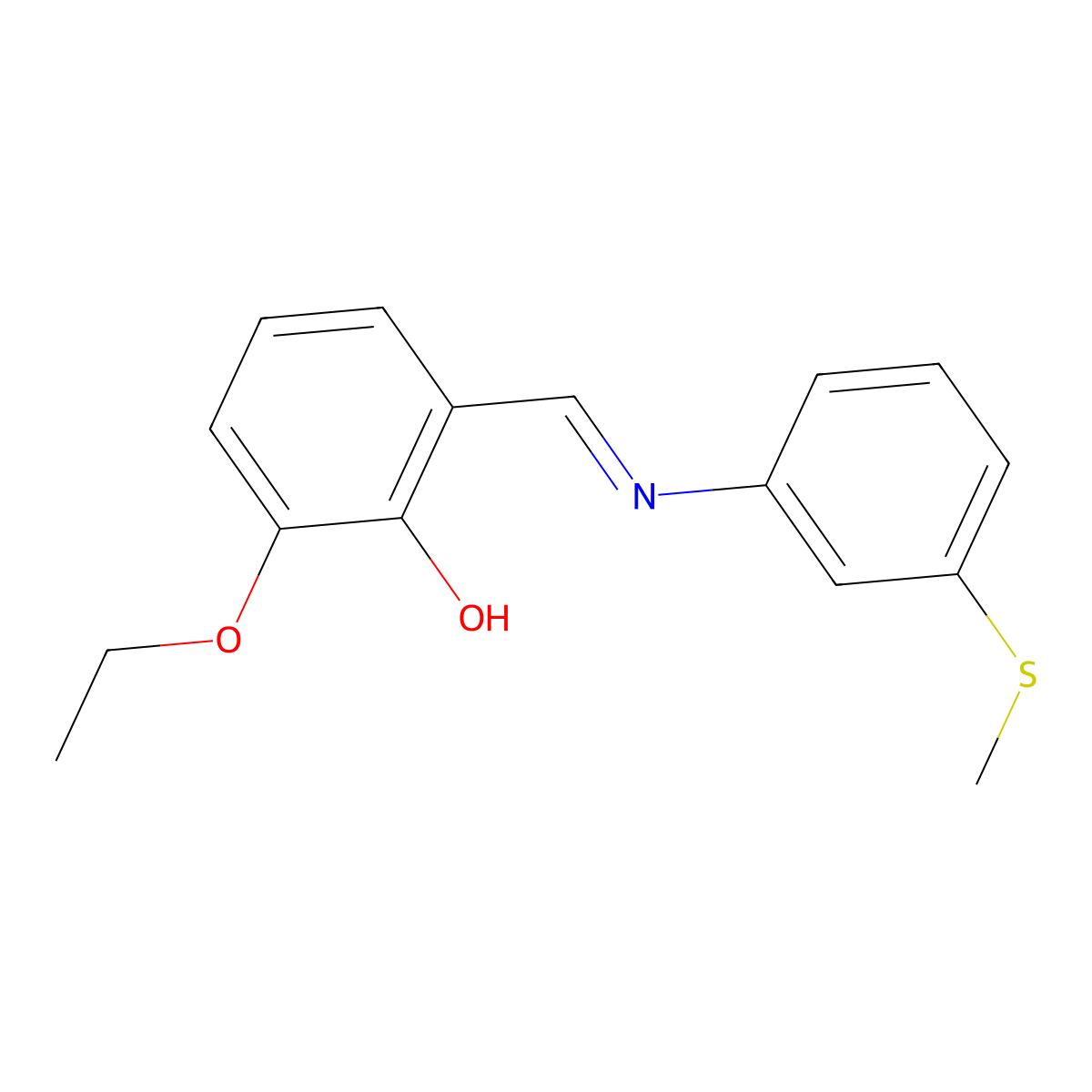 2-ethoxy-6-((E)-{[3-(methylthio)phenyl]imino}methyl)phenol molecular structure, CAS 1232816-92-0