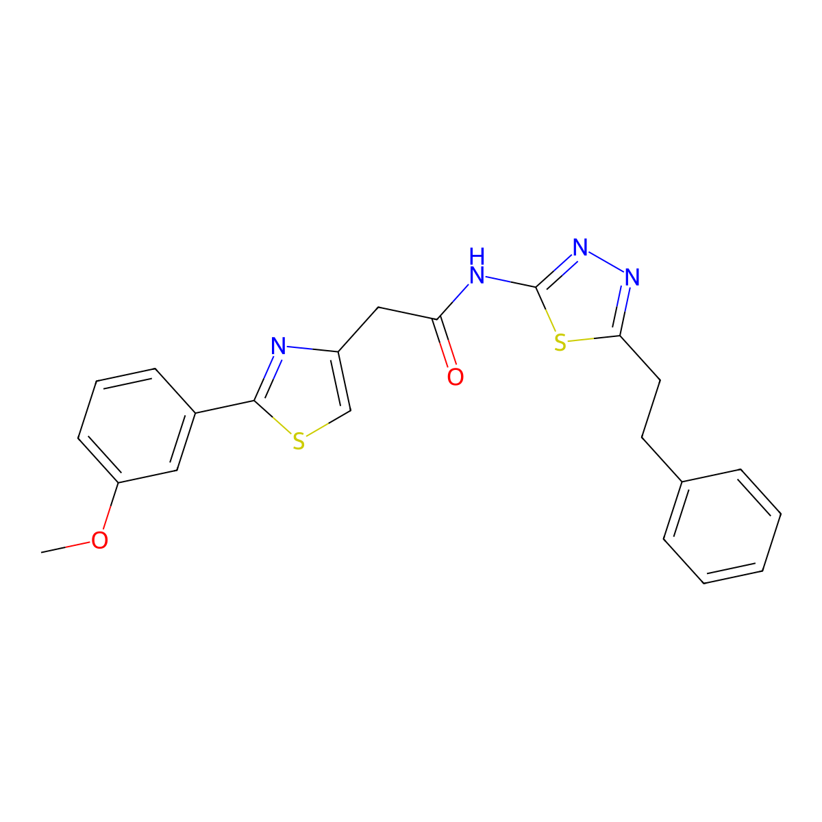 2-[2-(3-methoxyphenyl)-1,3-thiazol-4-yl]-N-[(2Z)-5-(2-phenylethyl)-1,3,4-thiadiazol-2(3H)-ylidene]acetamide molecular structure, CAS 1232816-97-5