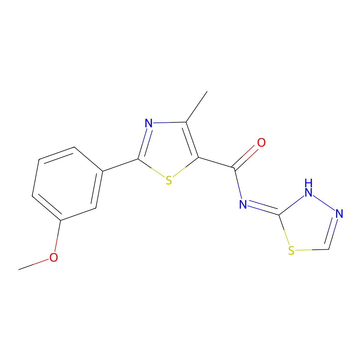 2-(3-methoxyphenyl)-4-methyl-N-[(2E)-1,3,4-thiadiazol-2(3H)-ylidene]-1,3-thiazole-5-carboxamide molecular structure, CAS 1232817-02-5