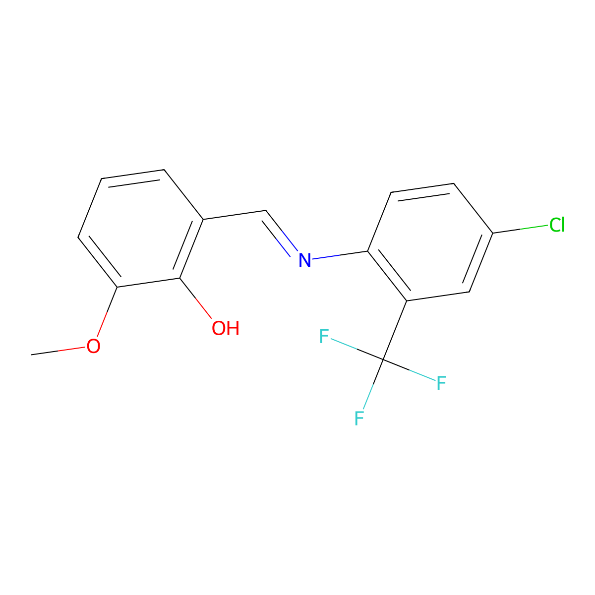2-((E)-{[4-chloro-2-(trifluoromethyl)phenyl]imino}methyl)-6-methoxyphenol molecular structure, CAS 1232817-04-7
